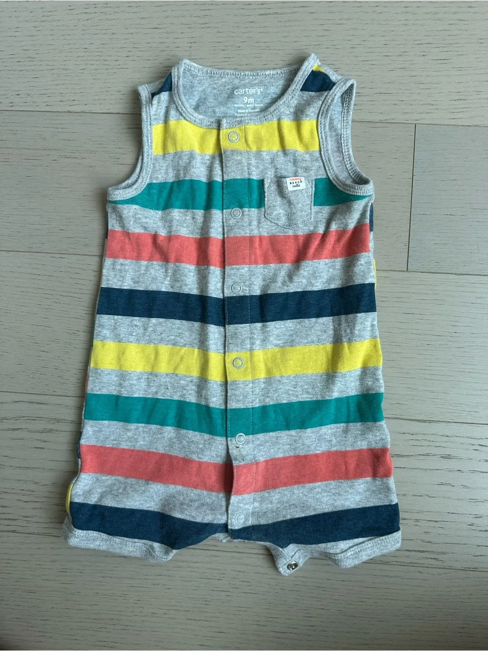 Carter's White, Navy & Orange Dinosaur Bodysuit + romper
